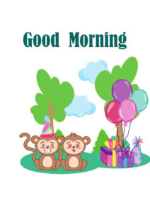 Good Morning Clipart Two Monkeys